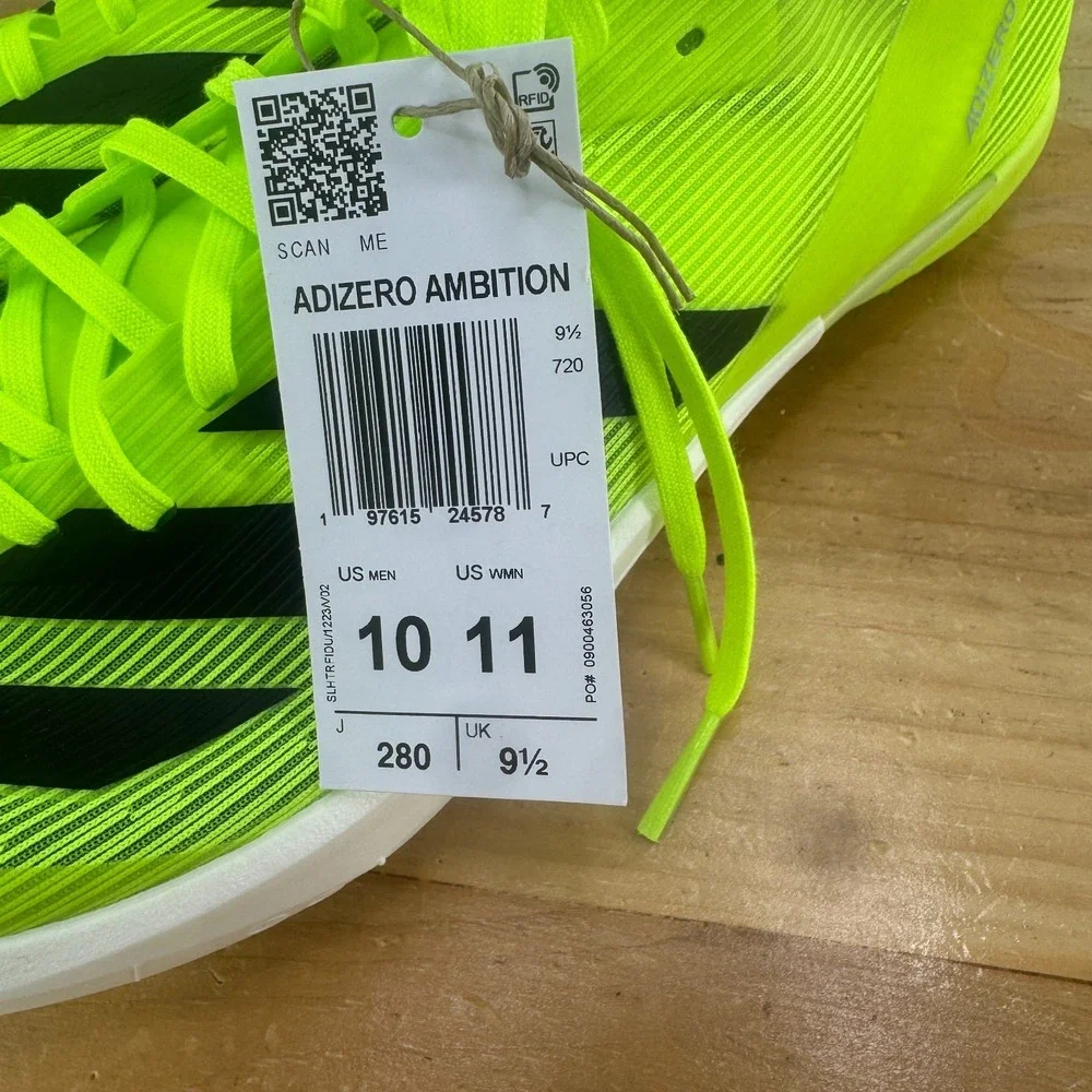 Adidas Adizero Ambition Mens Size 10 Lucid Lemon Running Track Field Spikes NEW